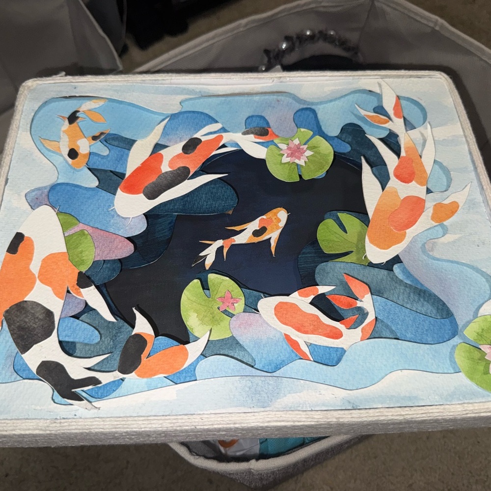 Colorful Koi Fish Art Box